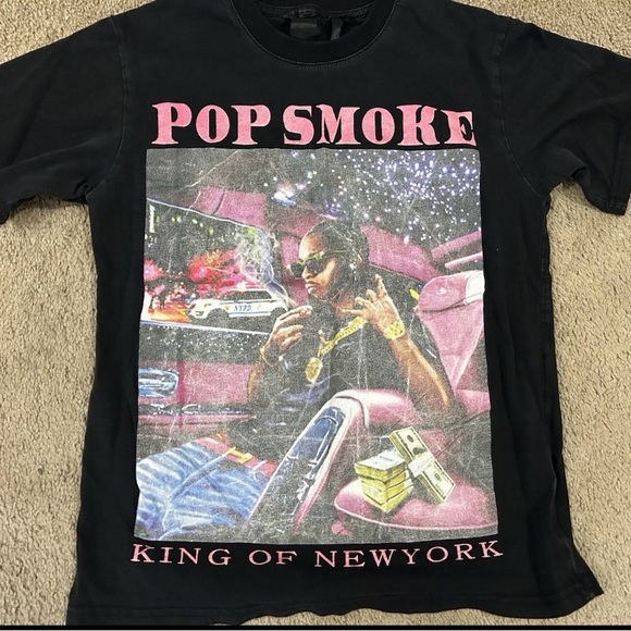 VLONE Black Pop Smoke Graphic Tee - Picture 1 of 2